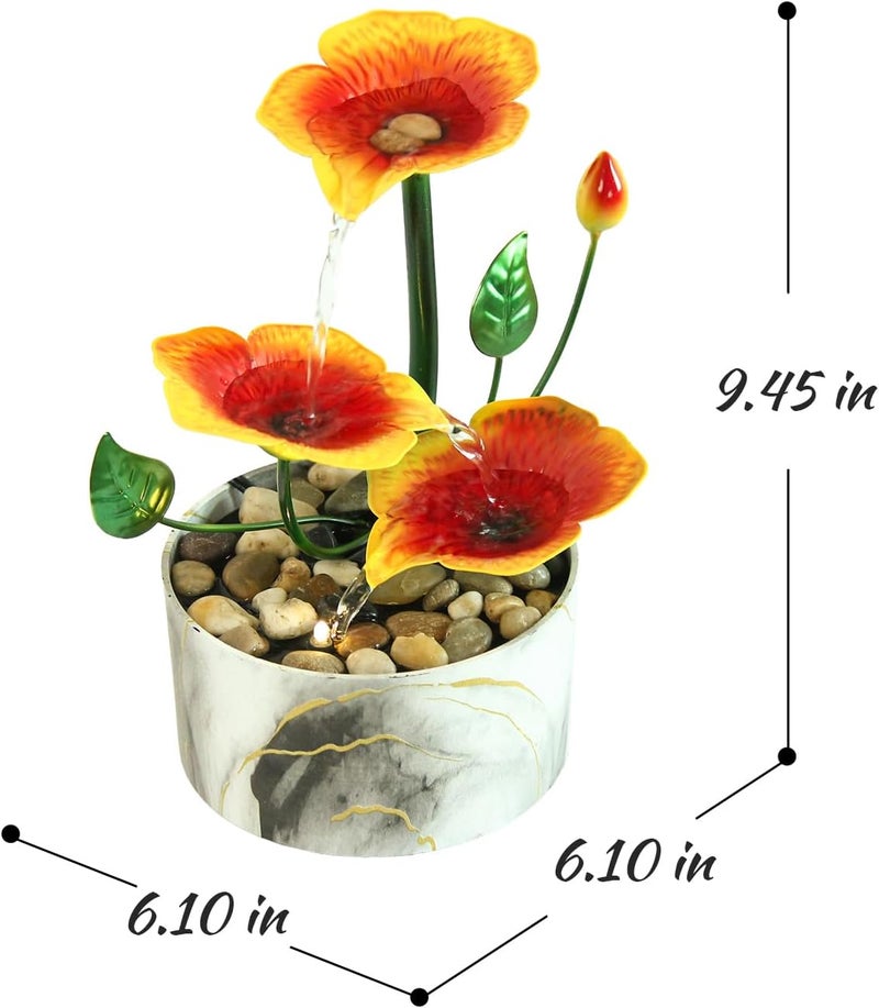 YOQUATE Desk Fountain Hibiscus Flower Themed Tabletop Fountains Indoor Home Decor for Meditation Relaxing(Hibiscus) - Image 4
